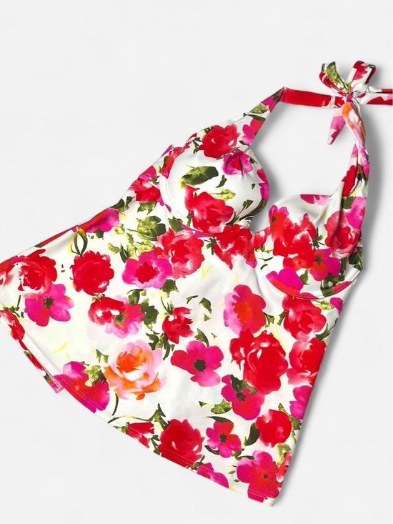 La Vie En Rose Other - Vintage Y2K Tankini, Push Up Floral Halter Tie Back, Baby Doll, Size Small